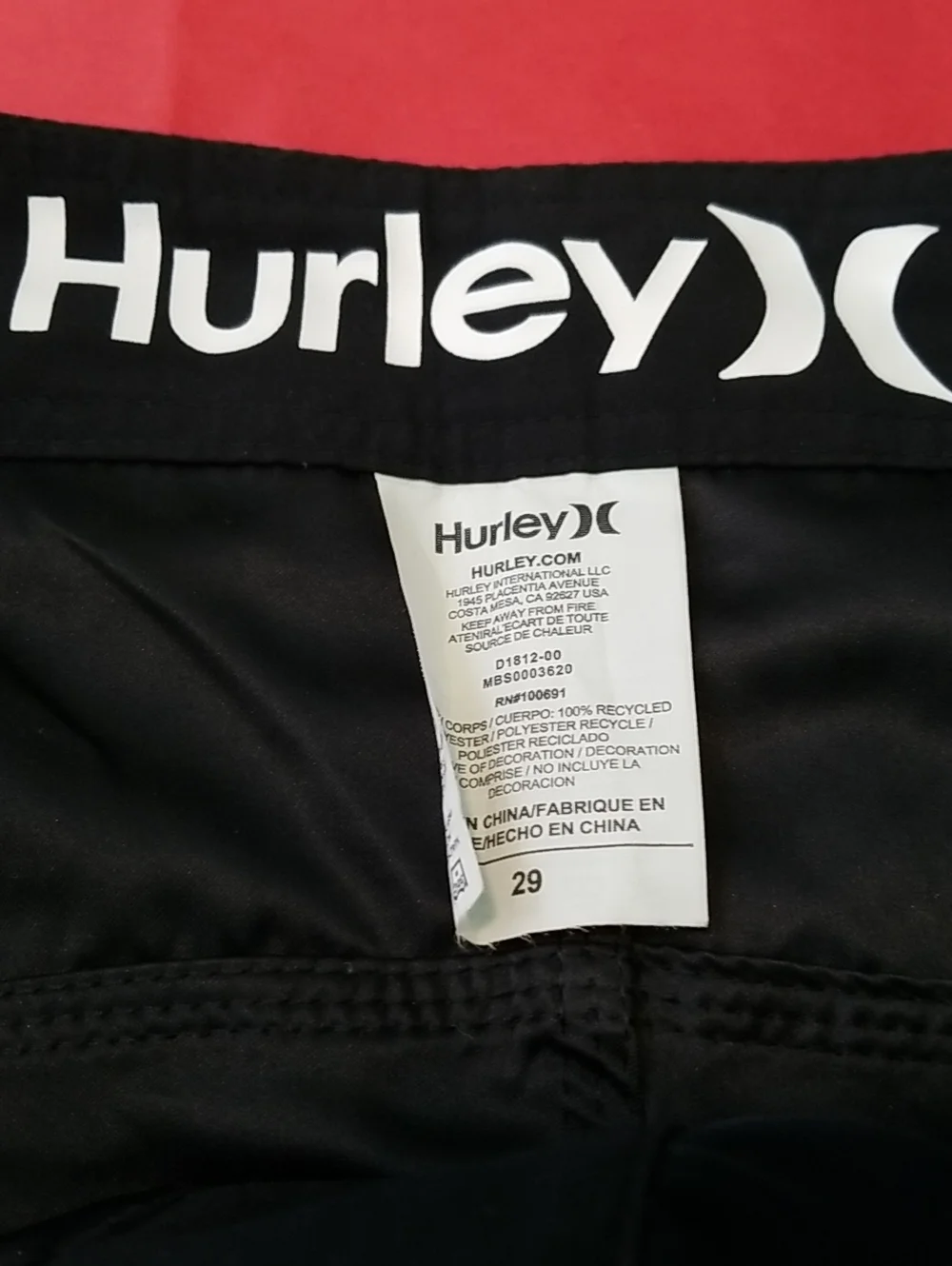 Hurley mens swim/board shorts size 29 (S) front pocket & tie front NWT